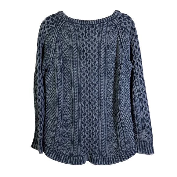 LL BEAN SIGNATURE Sweater Small Cable Knit Fisherman Tunic Oversized Side Zipper - Picture 3 of 14